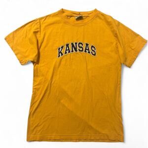 Vintage Authentic Life Apparel Yellow Kansas Embroidered Collegiate Medium Shirt